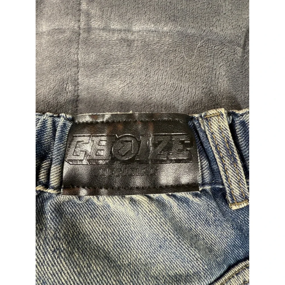 Choize Club XL Jeans Denim‎ Blue Flame Design Distressed Hem Elastic Waist - Picture 13 of 14
